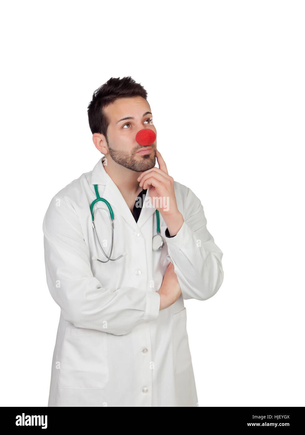 doctor, physician, medic, medical practicioner, think, thoughts, serious, Stock Photo