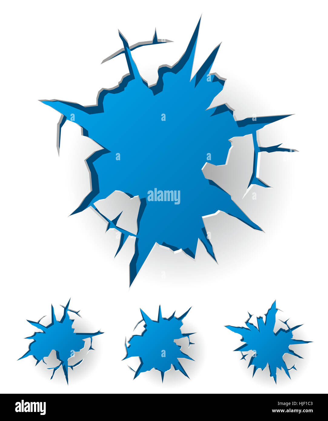 blue, breakthrough, hole, fissured, cracked, cracks, sheet of paper ...
