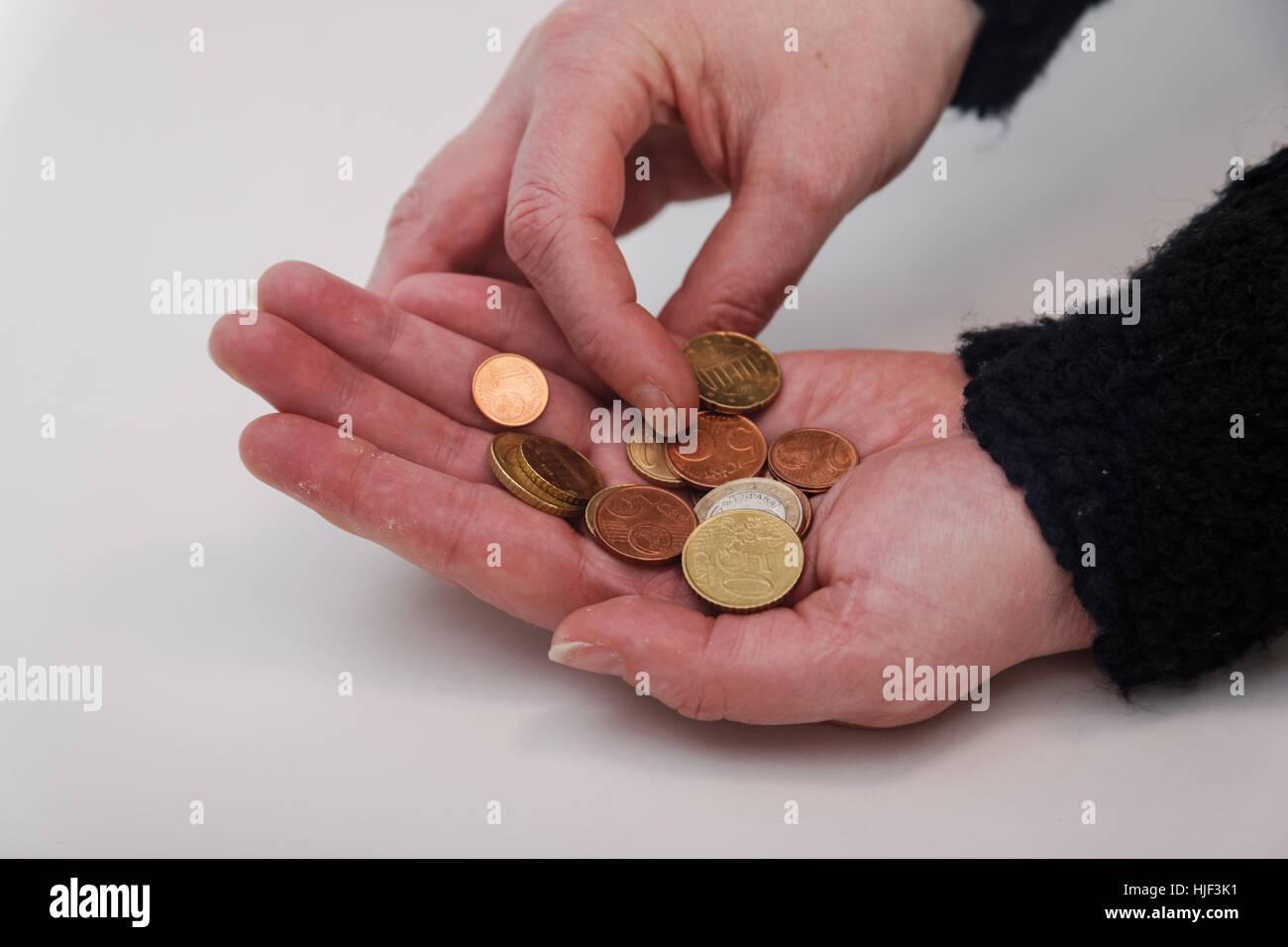 euro, coins, bill, money, hand, centstck, euro banknote, eurocent, euroschein, Stock Photo