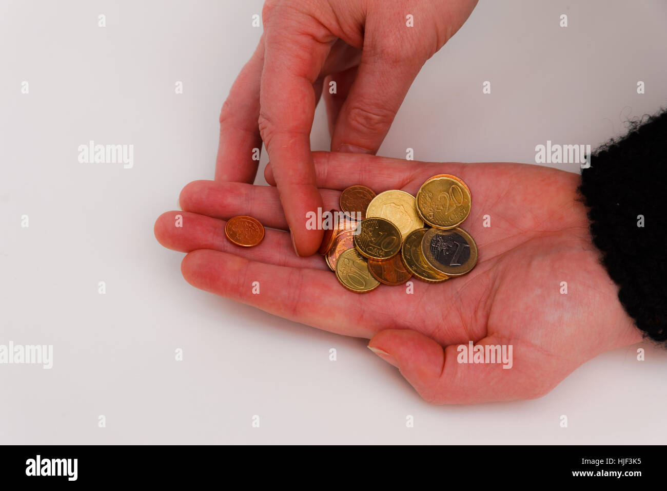 euro, coins, bill, money, hand, centstck, euro banknote, eurocent, euroschein, Stock Photo