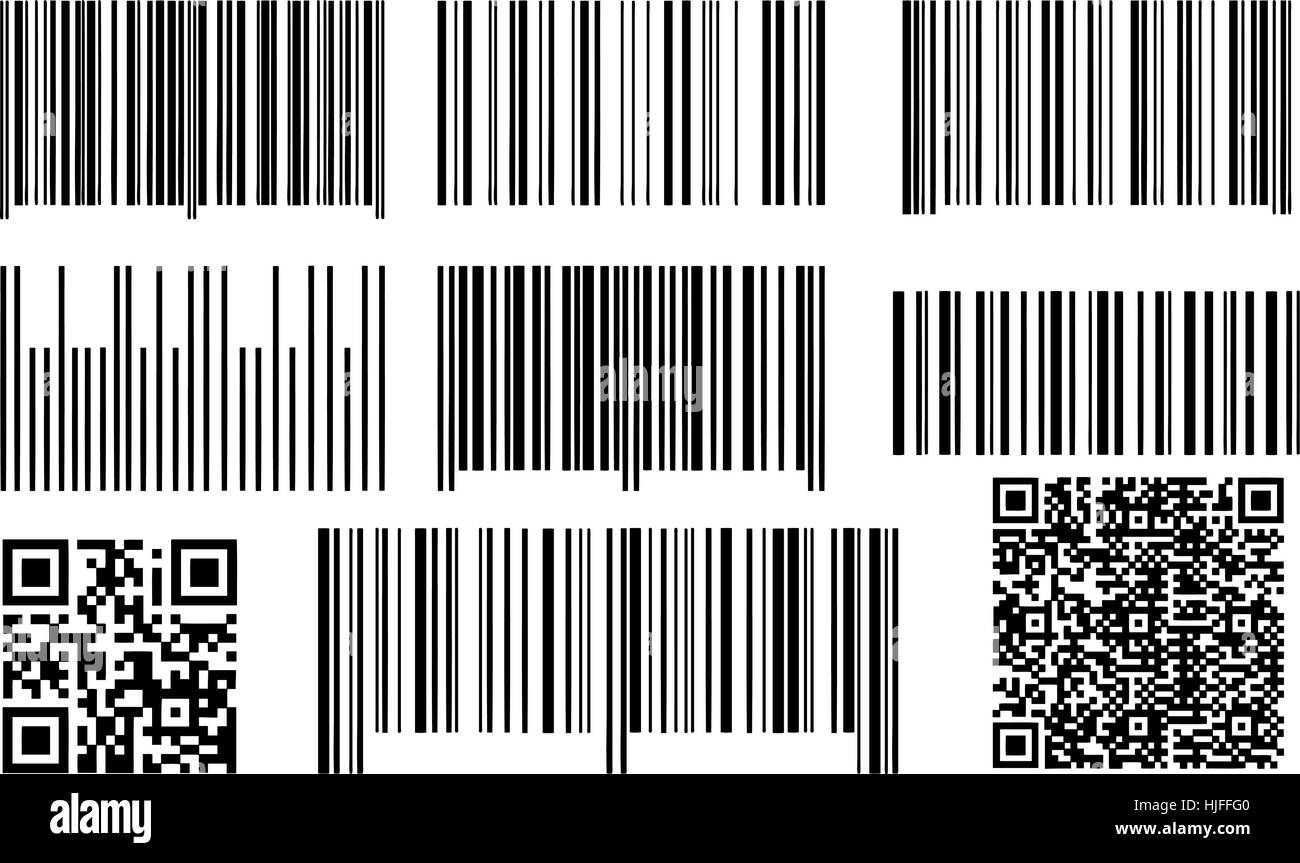 Set of bar codes and QR codes isolated Stock Vector