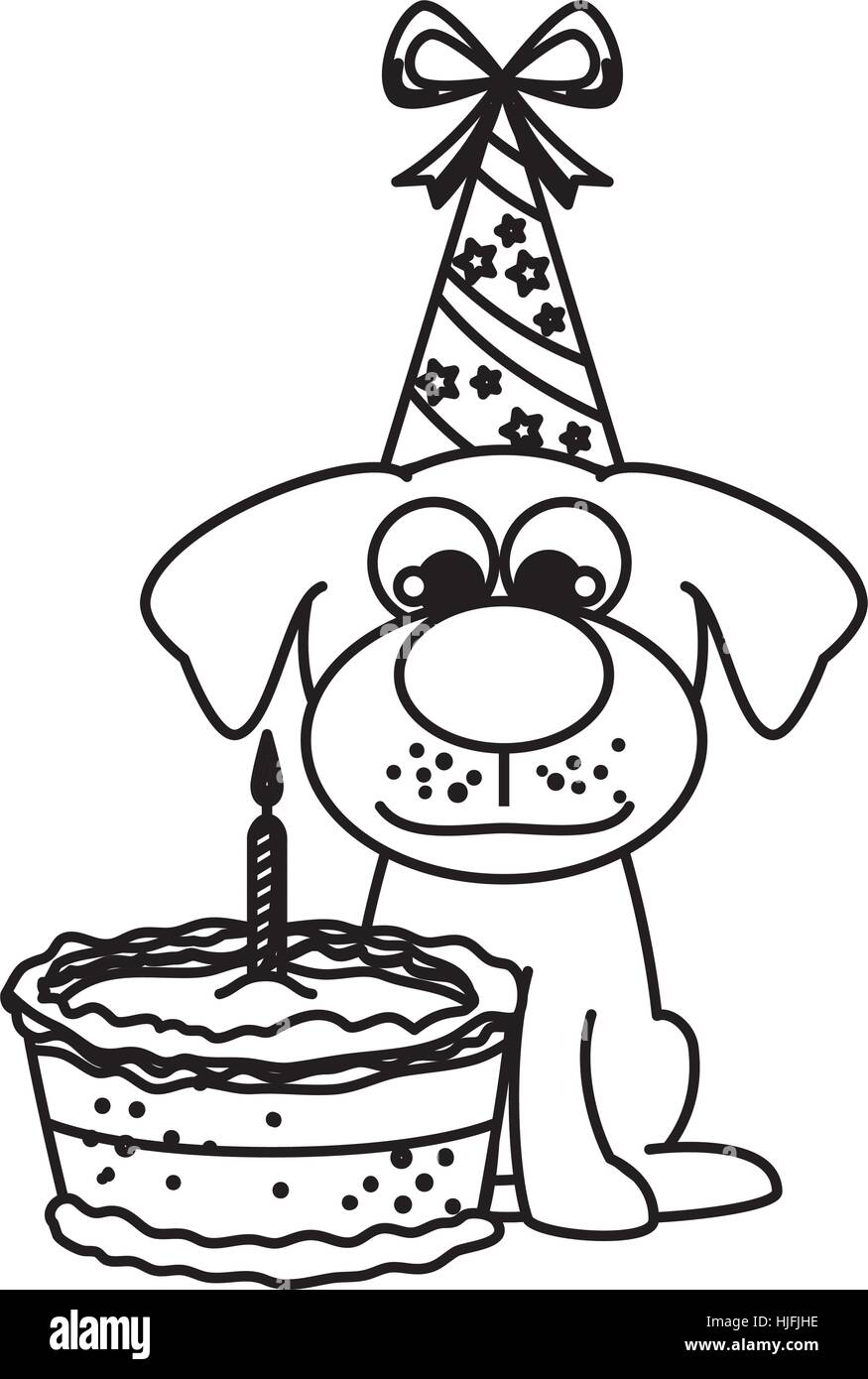 cute dog with cake vector illustration design Stock Vector Image & Art ...