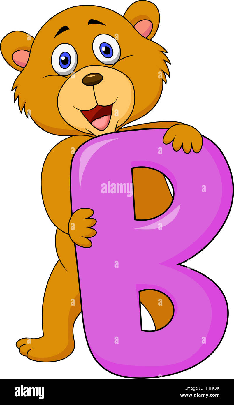 comic, bear, standing, cub, baby, wild animal, alphabet, cartoon, note ...