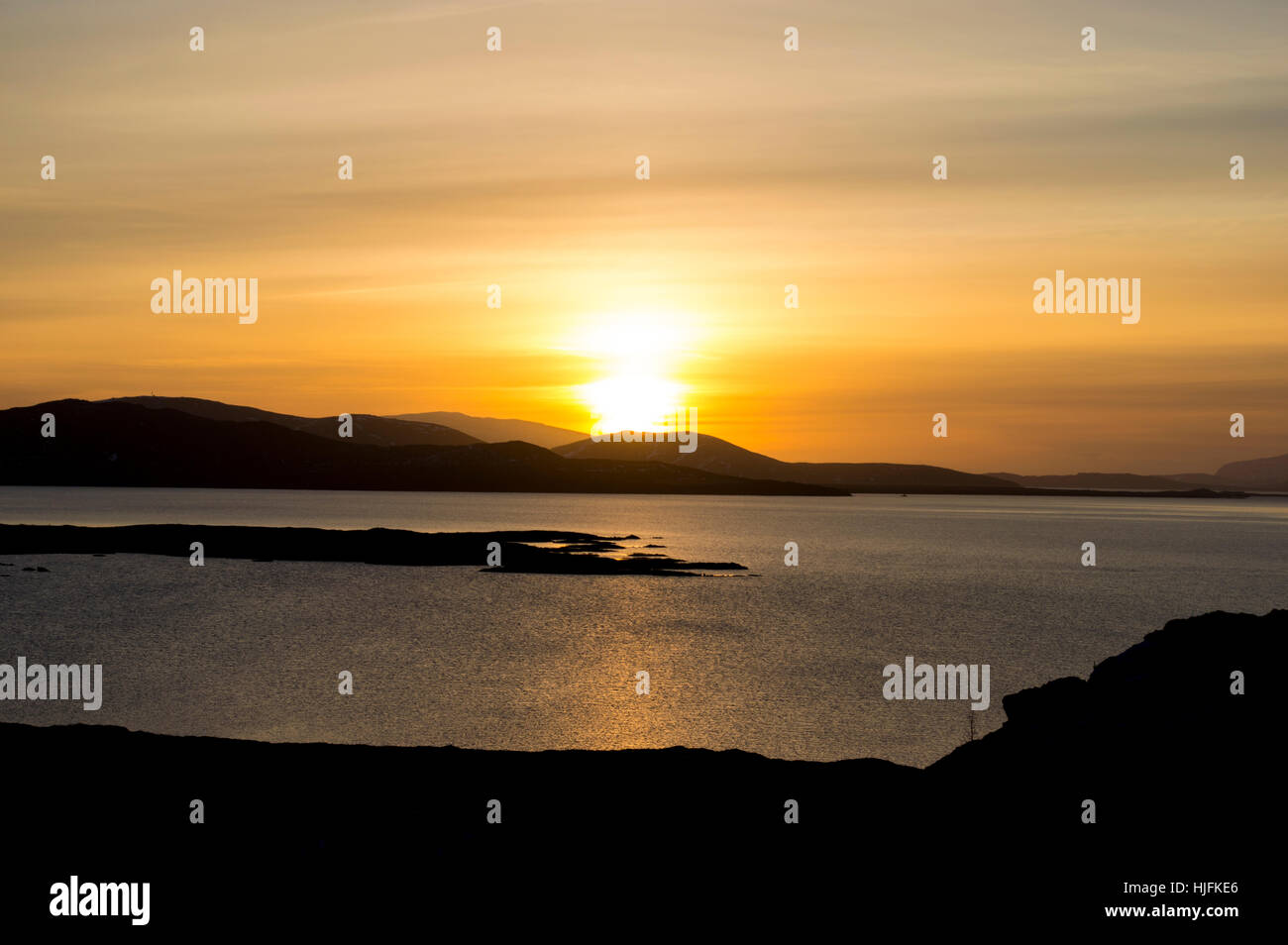 Sunrise over Pingvellir, also spelled Thingvellir, National Park, Iceland, overlooking the Lake beneath which sits the Midatlantic Ridge Stock Photo