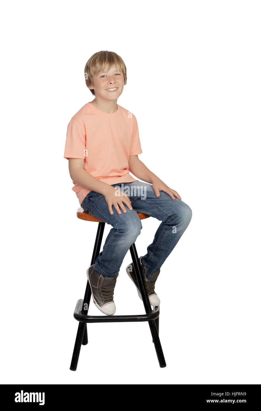 Stool education jeans trousers jean Cut Out Stock Images & Pictures - Alamy