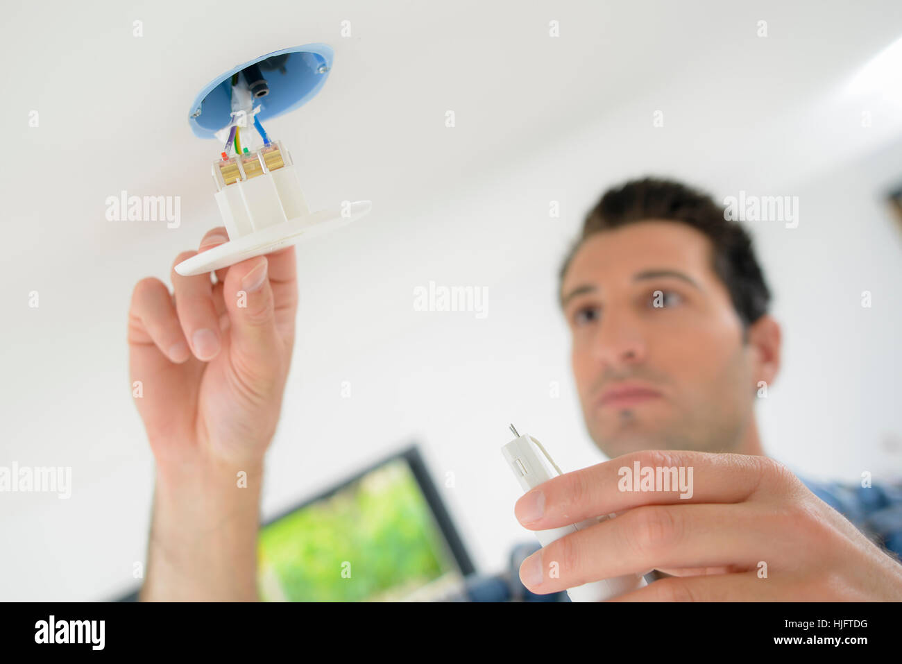 Replacing a light switch Stock Photo Alamy