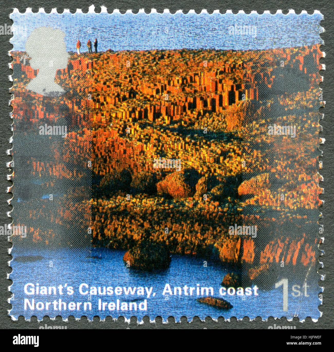 GREAT BRITAIN - CIRCA 2004: A used postage stamp from the UK, depicting an image of the Giants Causeway in Northern Ireland, circa 2004. Stock Photo