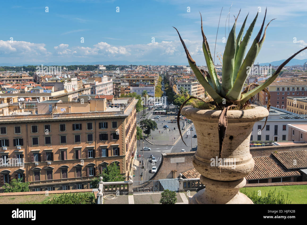 View on Rome from Vatican museum window, Italy, Europe. Stock Photo