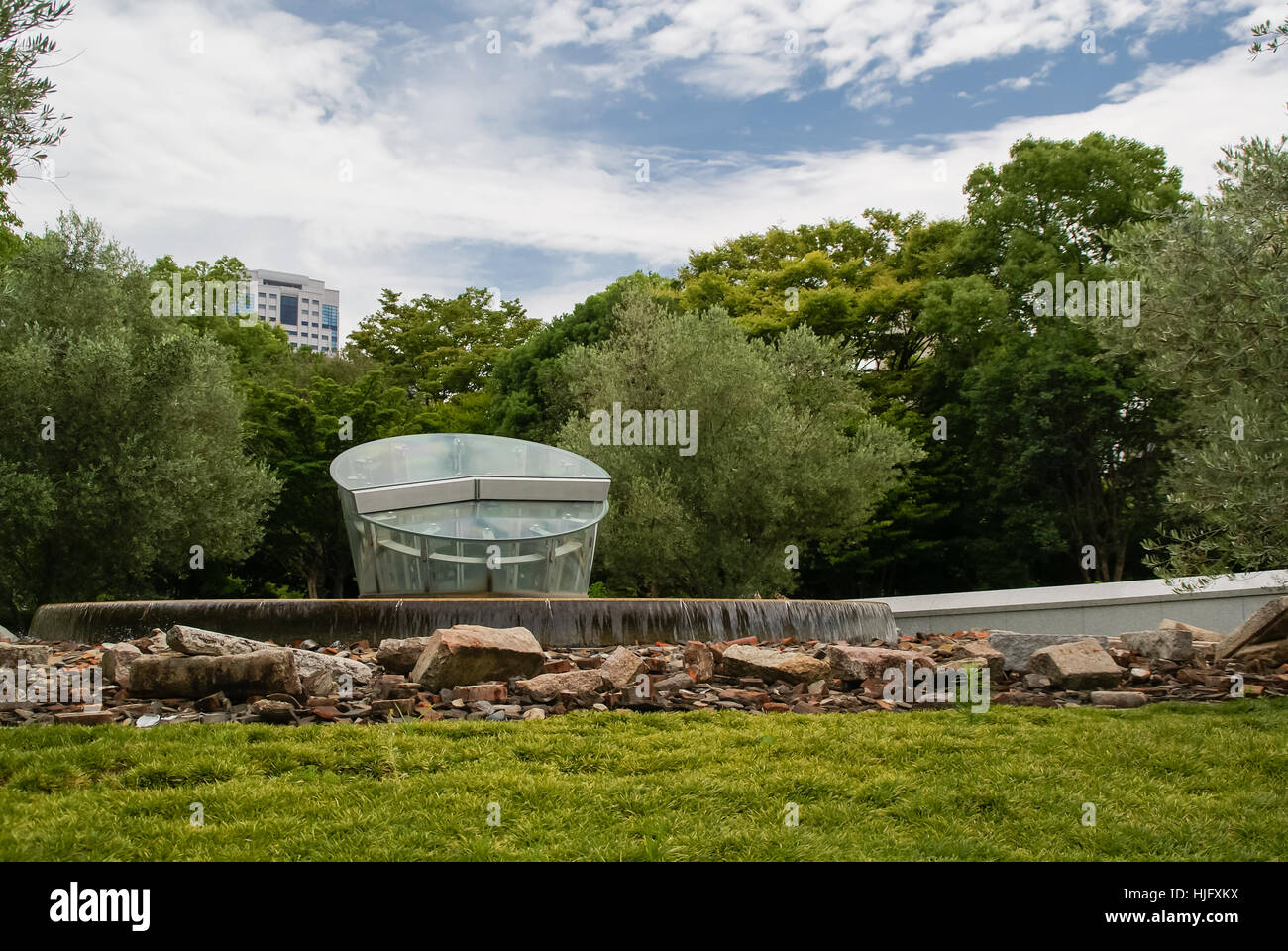 Monument to 8:15, the time the atomic bomb dropped on Hiroshima. Stock Photo