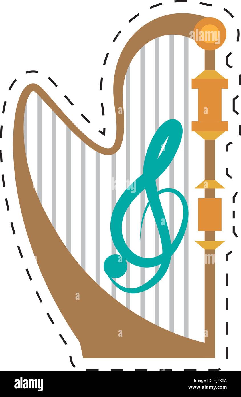 harp musical instrument concert dotted line vector illustration eps 10 ...