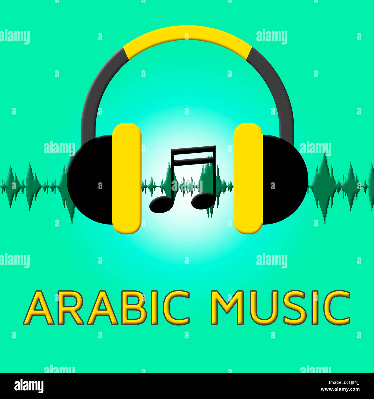 Arabic Music Headphones Sound Shows Middle East 3d Illustration Stock