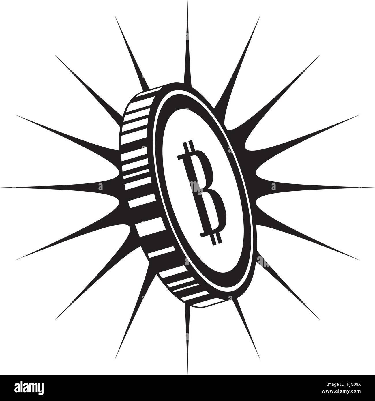 coin with letter b money related icon image black and white vector ...