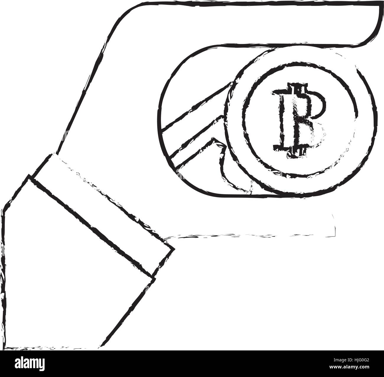 coin with letter b money related icon image sketch line vector ...
