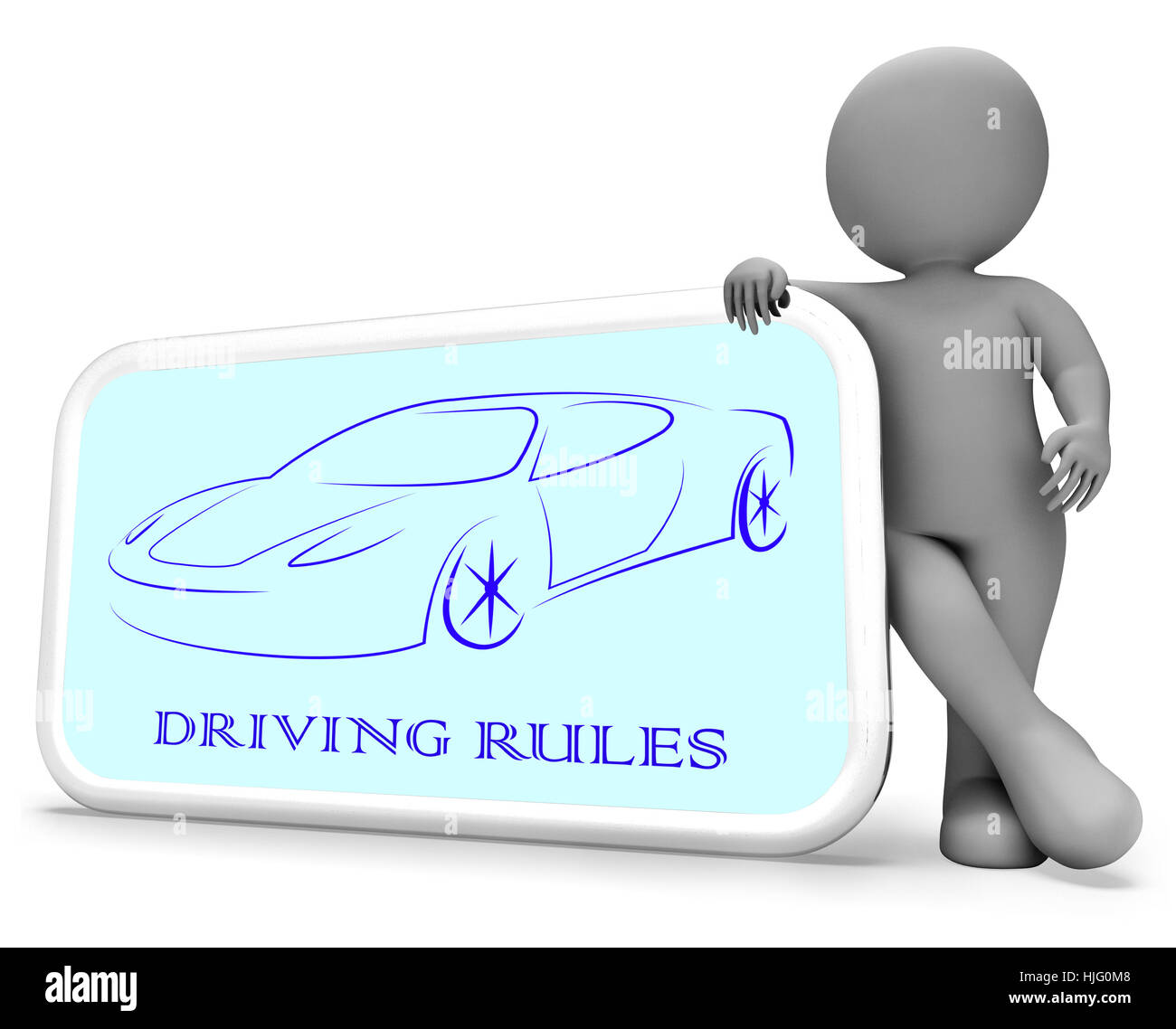Driving Rules Phone Meaning Passenger Car And Driver 3d Rendering Stock