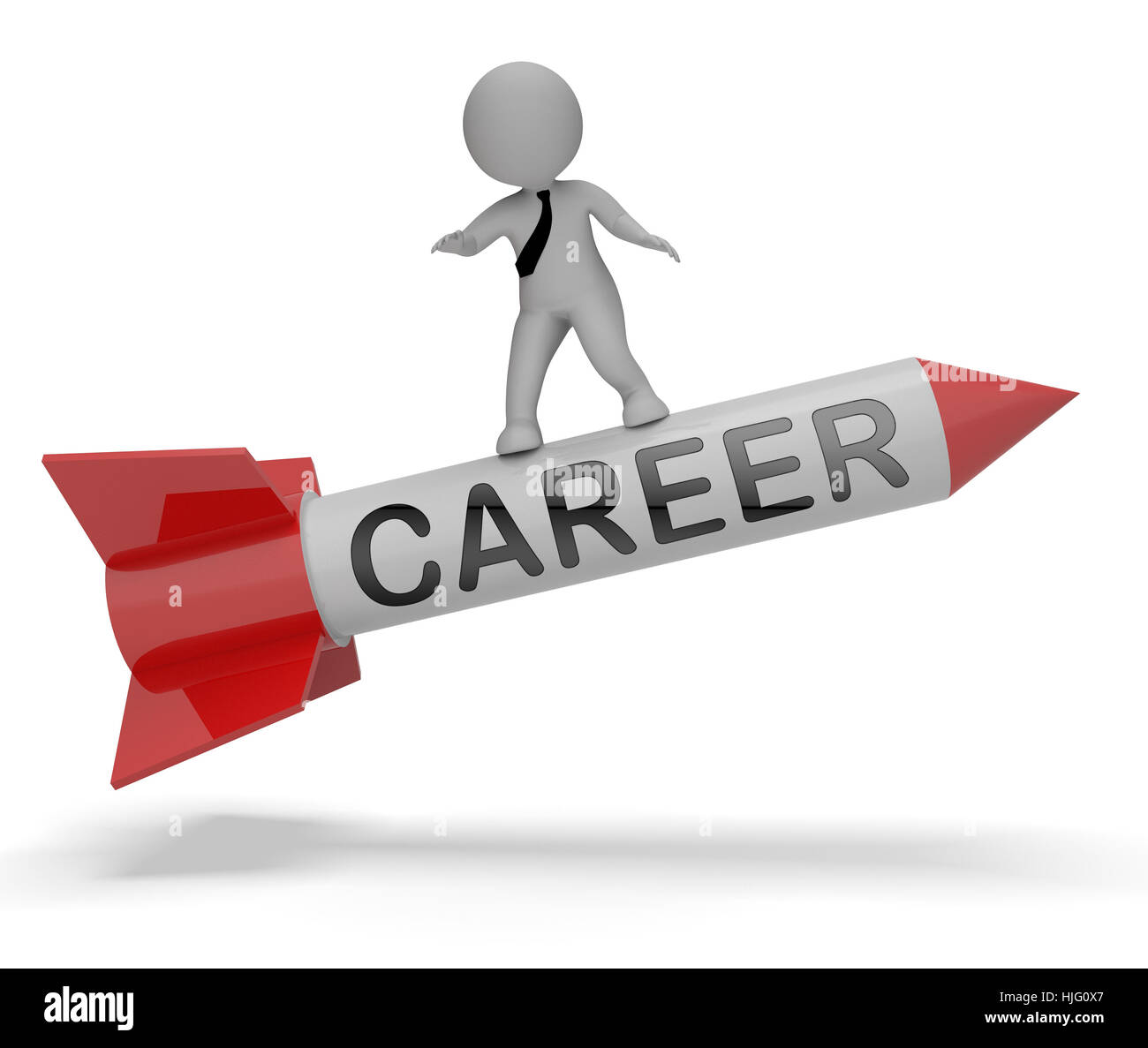 Career Character On Rocket Means Job Employment 3d Rendering Stock Photo