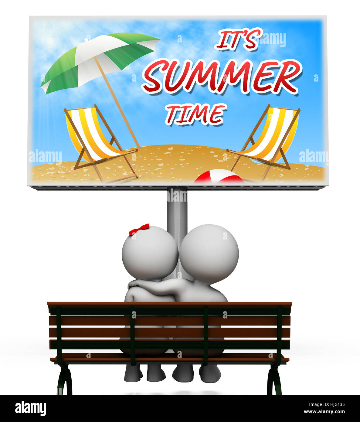 Summer Time Sign Showing On Holiday Vacationing Now 3d Illustration Stock Photo