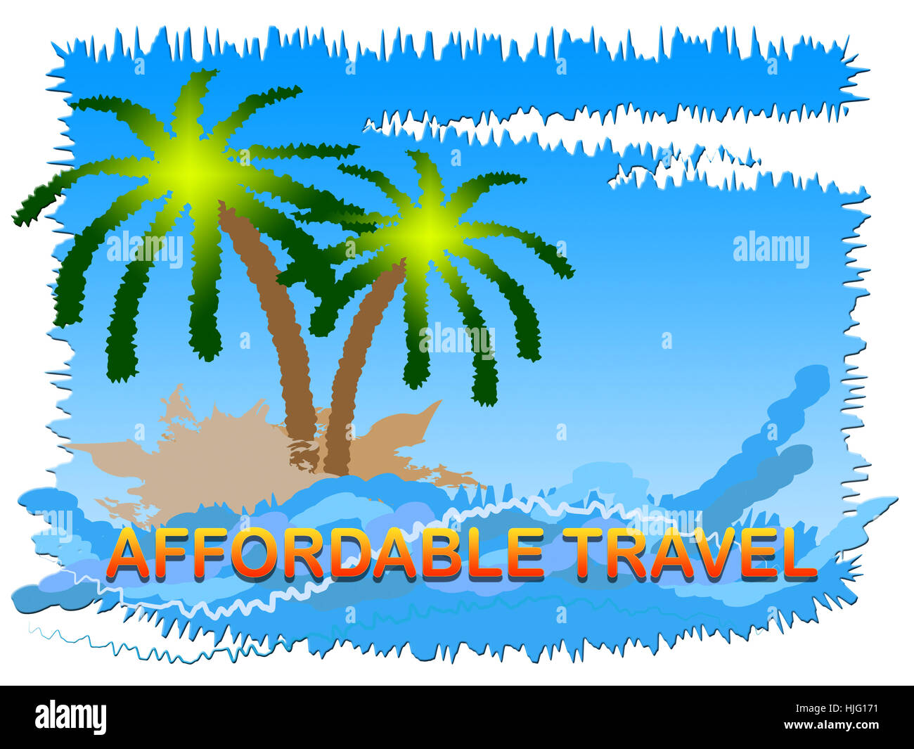 Affordable Travel Beach Scene Indicates Discount Tours And Trips Stock Photo