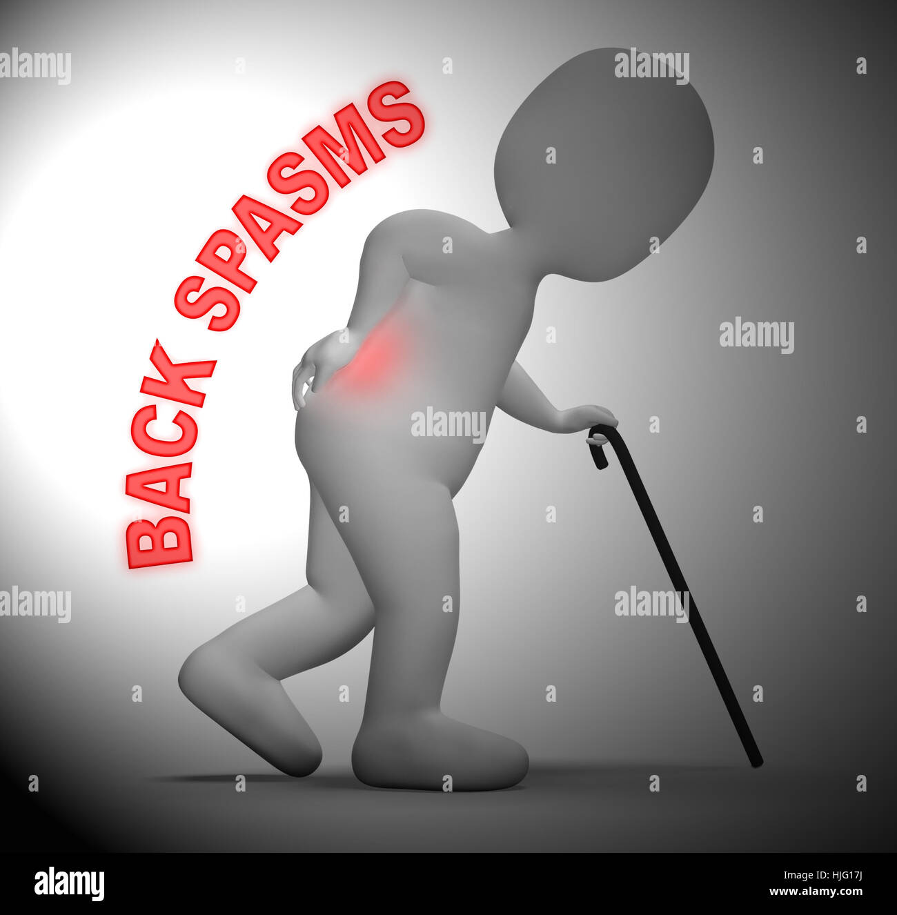 Back Spasms Character Indicating Spinal Column Contractions 3d Rendering Stock Photo