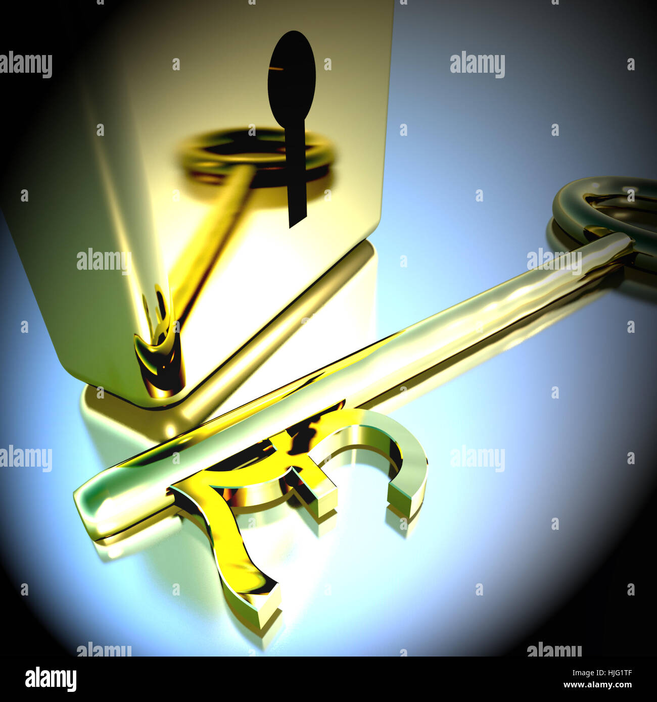 Pound Key With Gold Padlock Showing Banking Savings And Finances 3d