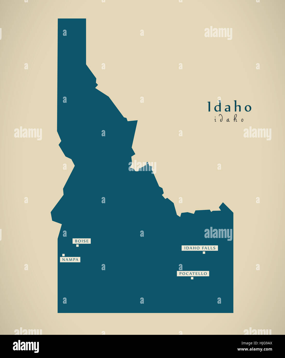Modern Map - Idaho USA federal state illustration silhouette Stock Photo