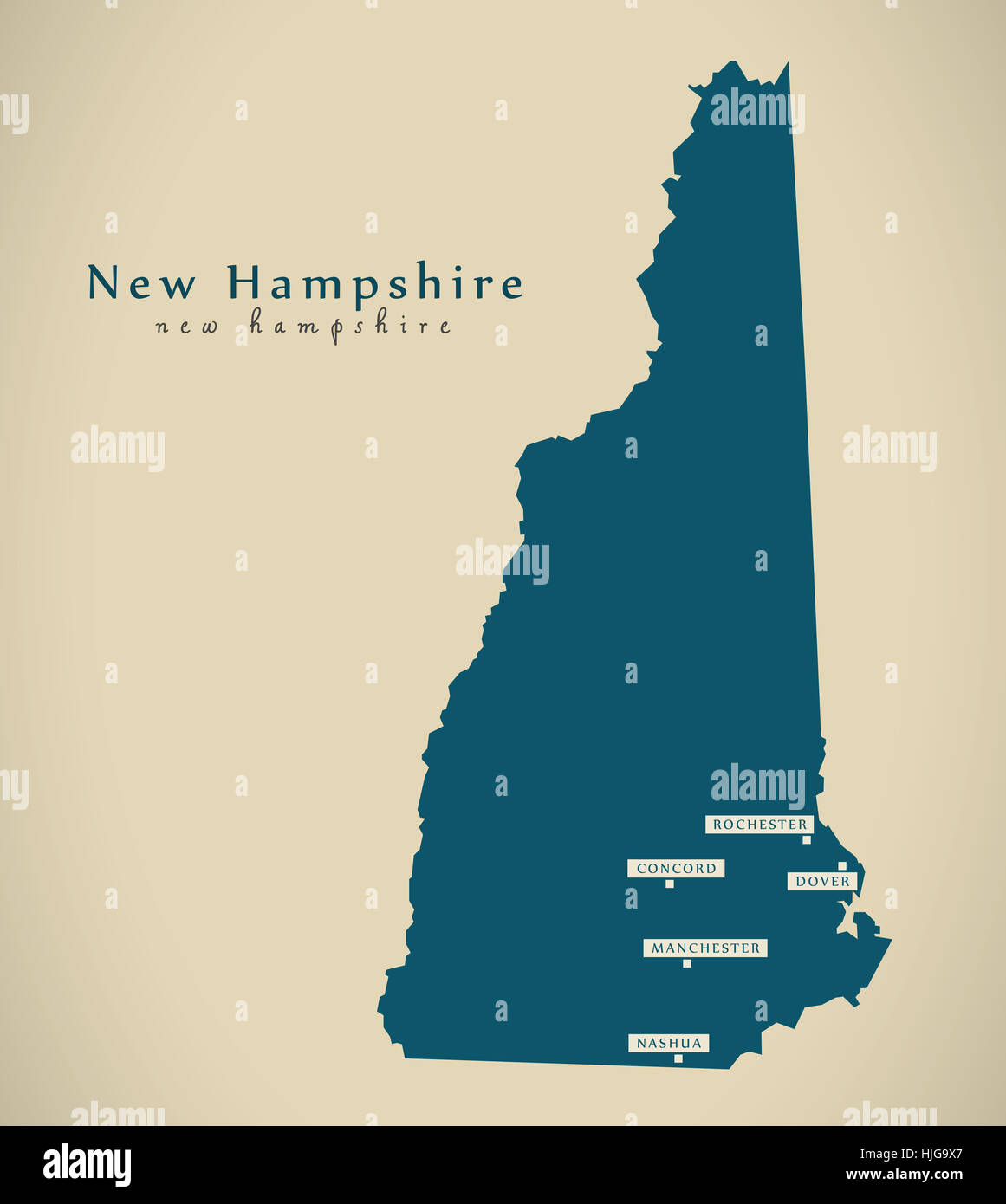 Modern Map - New Hampshire USA federal state illustration silhouette Stock Photo