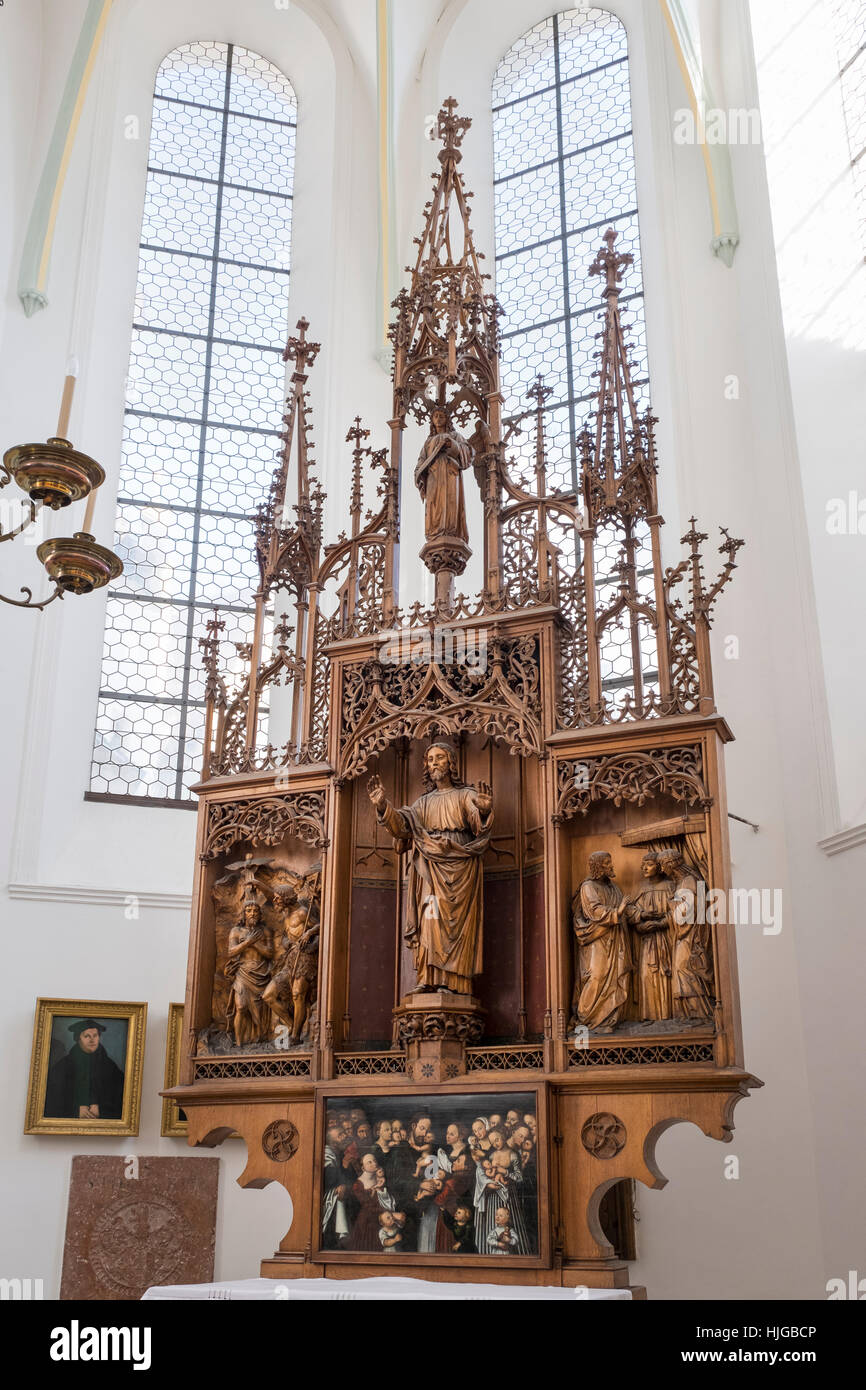 Neo-Gothic altar by William Vogt, St. Anne's Church, Augsburg, Swabia, Bavaria, Germany Stock Photo
