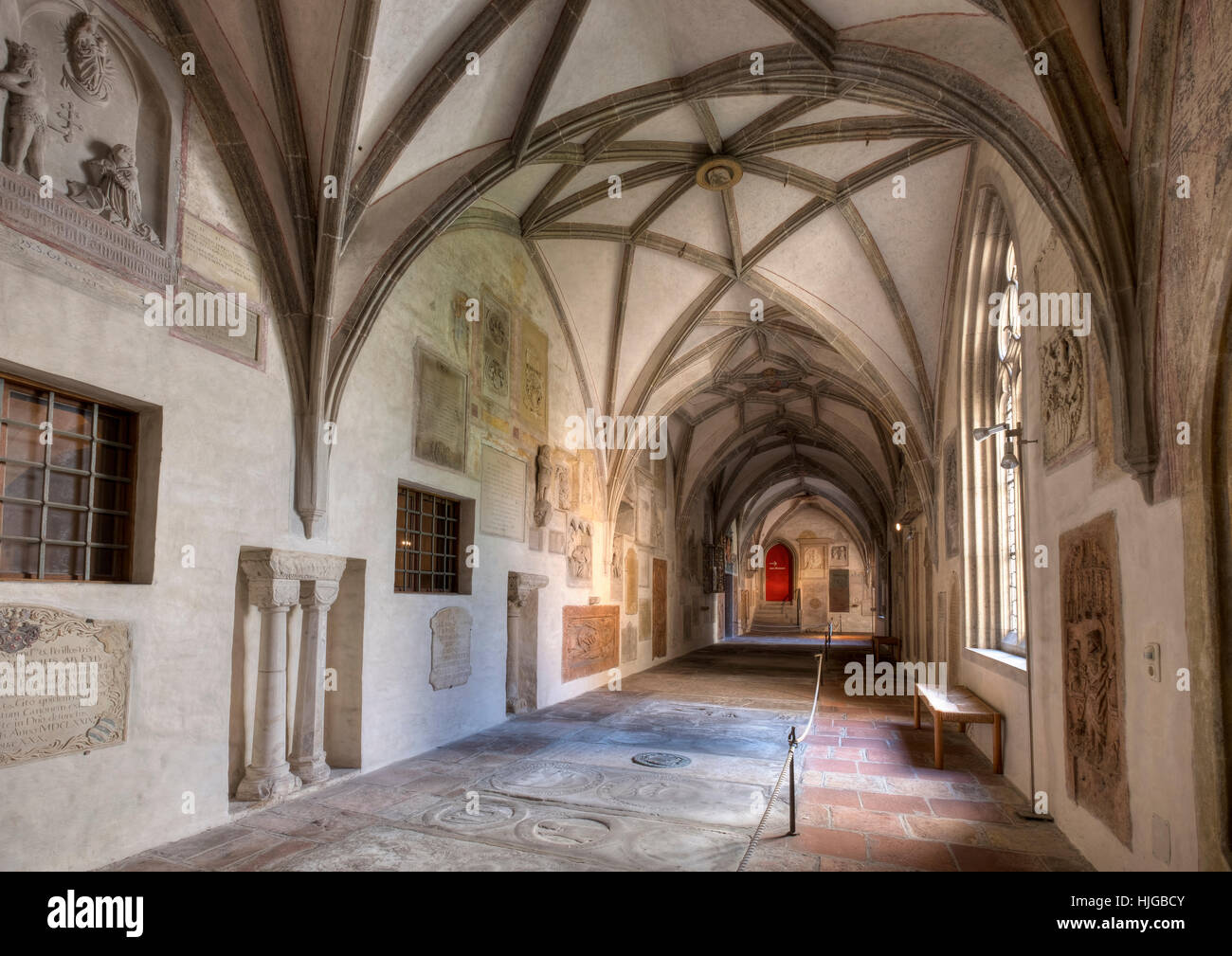 Cloister inside the Cathedral of Augsburg, Augsburg, Swabia, Bavaria, Germany Stock Photo