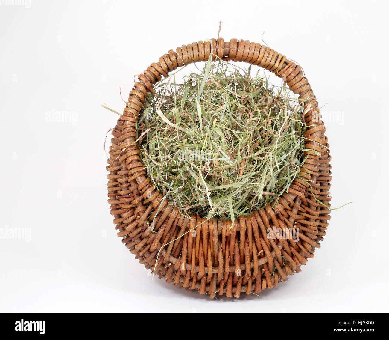 basket, hay, wicker basket, collect, meadow, grass, lawn, green, collecting, Stock Photo