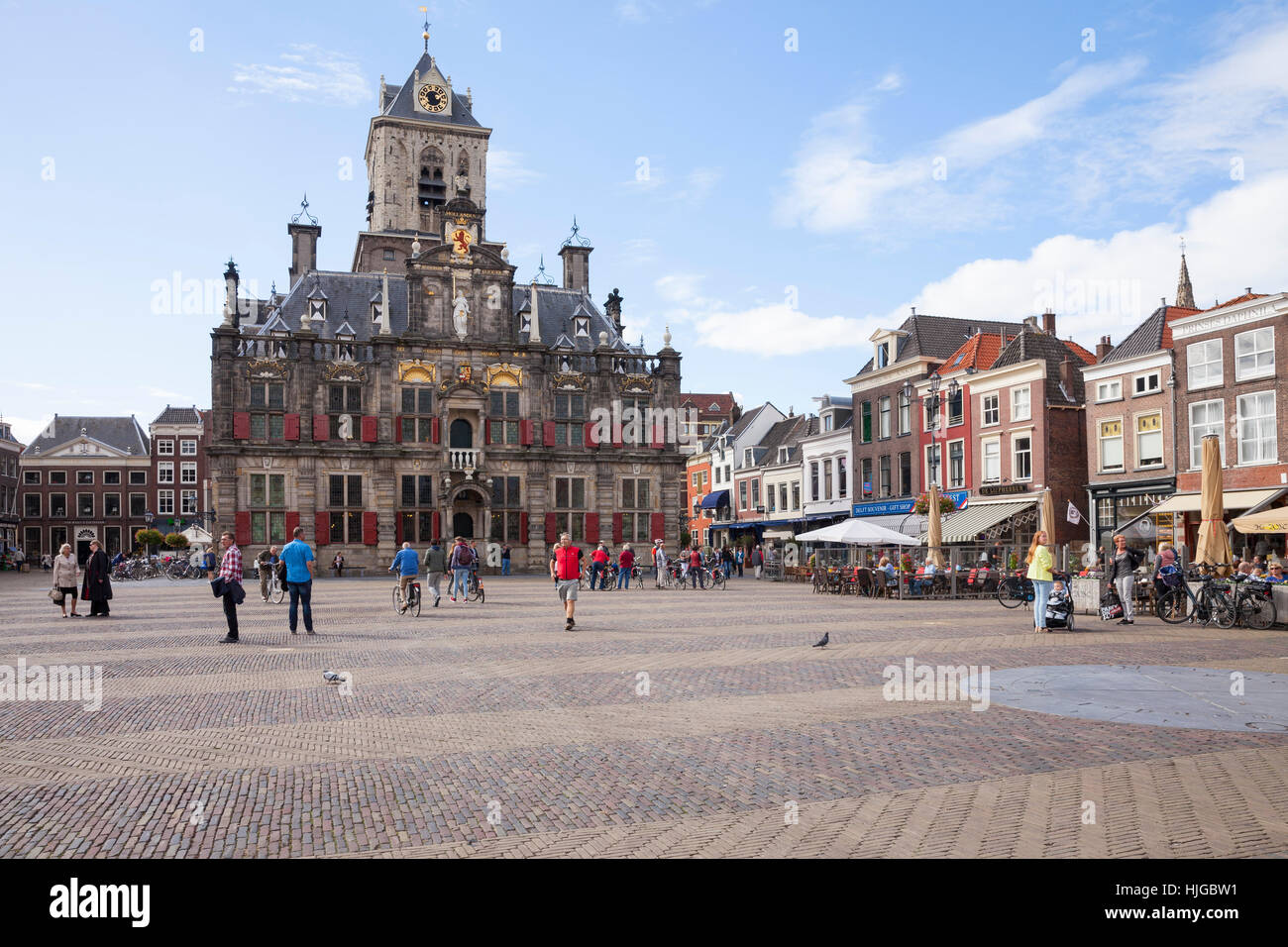 Stadhuis, city hall, market, Delft, Holland, The Netherlands Stock Photo