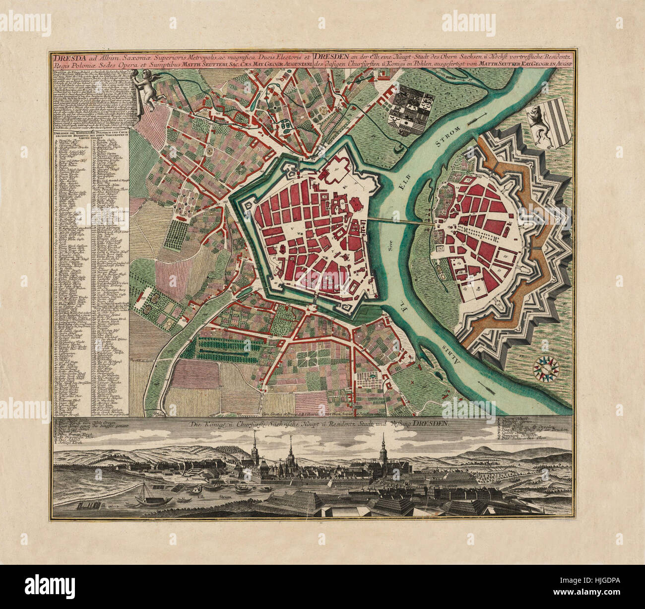 Map Of Dresden 1740 Stock Photo