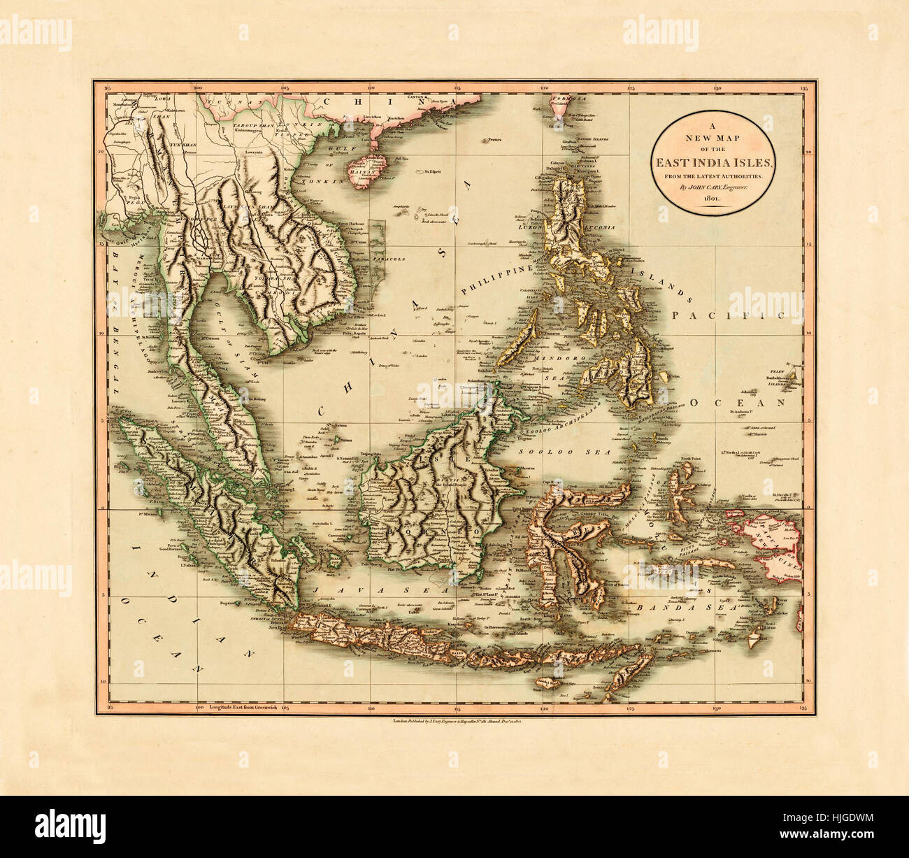 Map Of The East Indies 1801 Stock Photo
