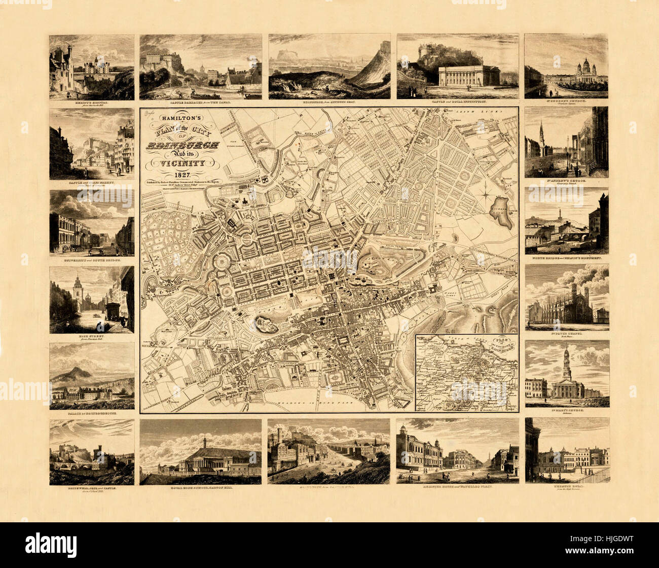 Map Of Edinburgh 1827 Stock Photo