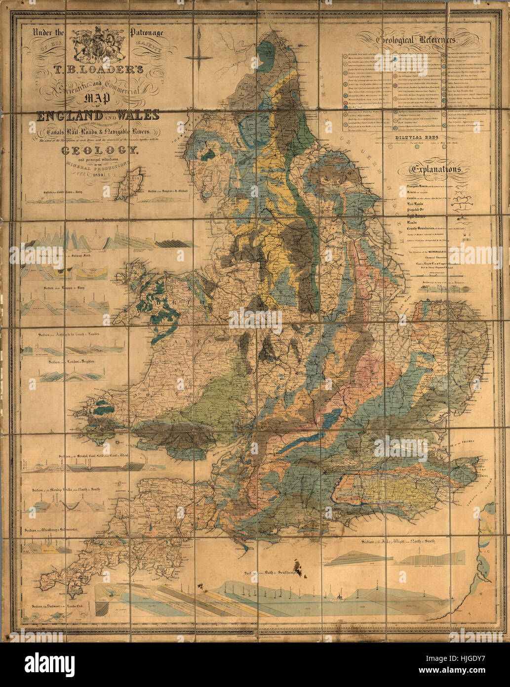 Map of England 1834 Stock Photo