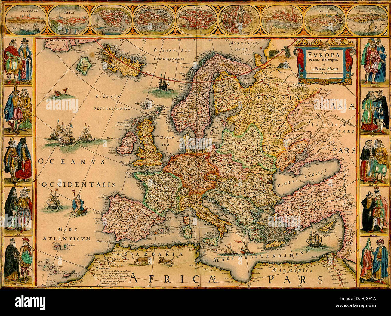 Map Of Europe 1670 Stock Photo