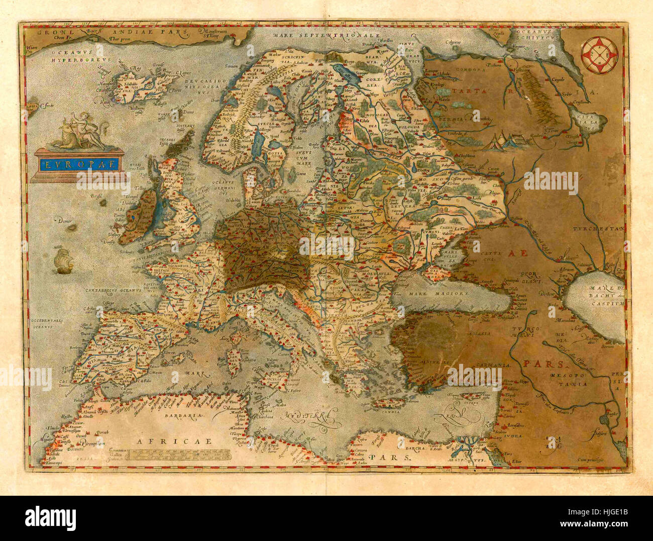 Map Of Europe 1579 Stock Photo