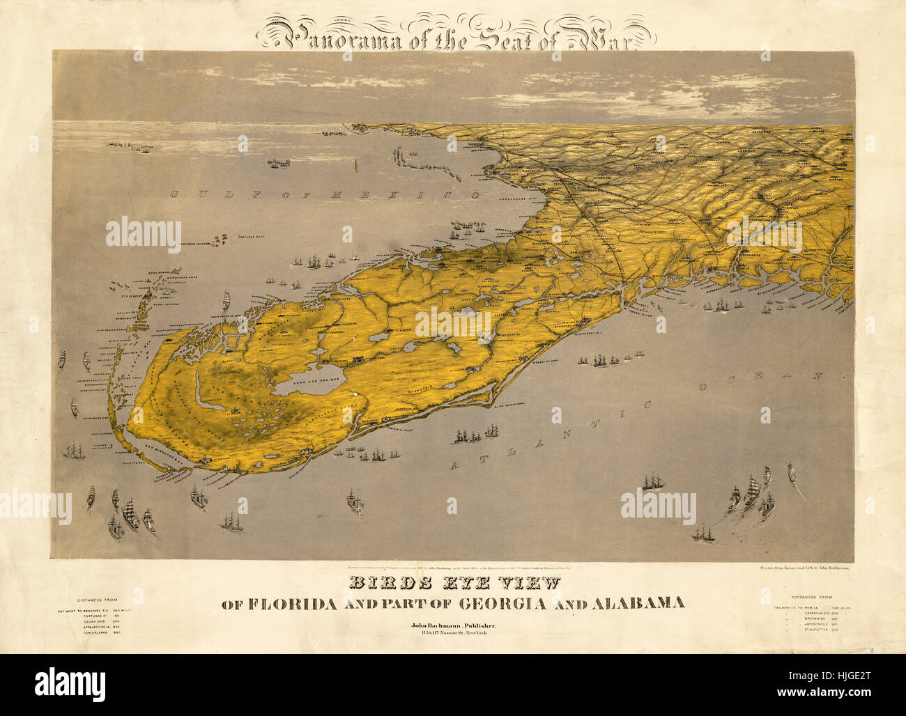 Vintage Map of Florida Stock Photo