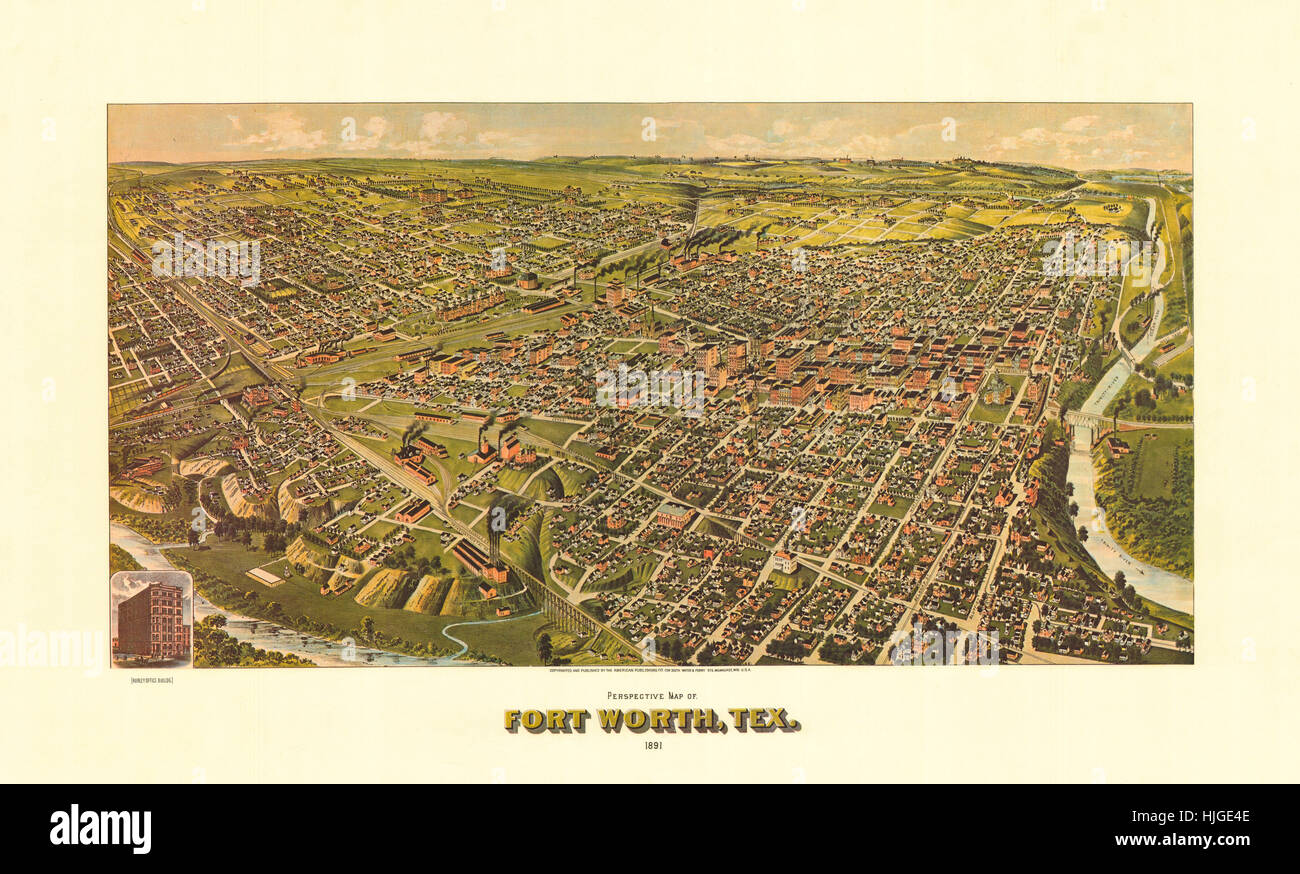 19th century view of Fort Worth, Texas Stock Photo