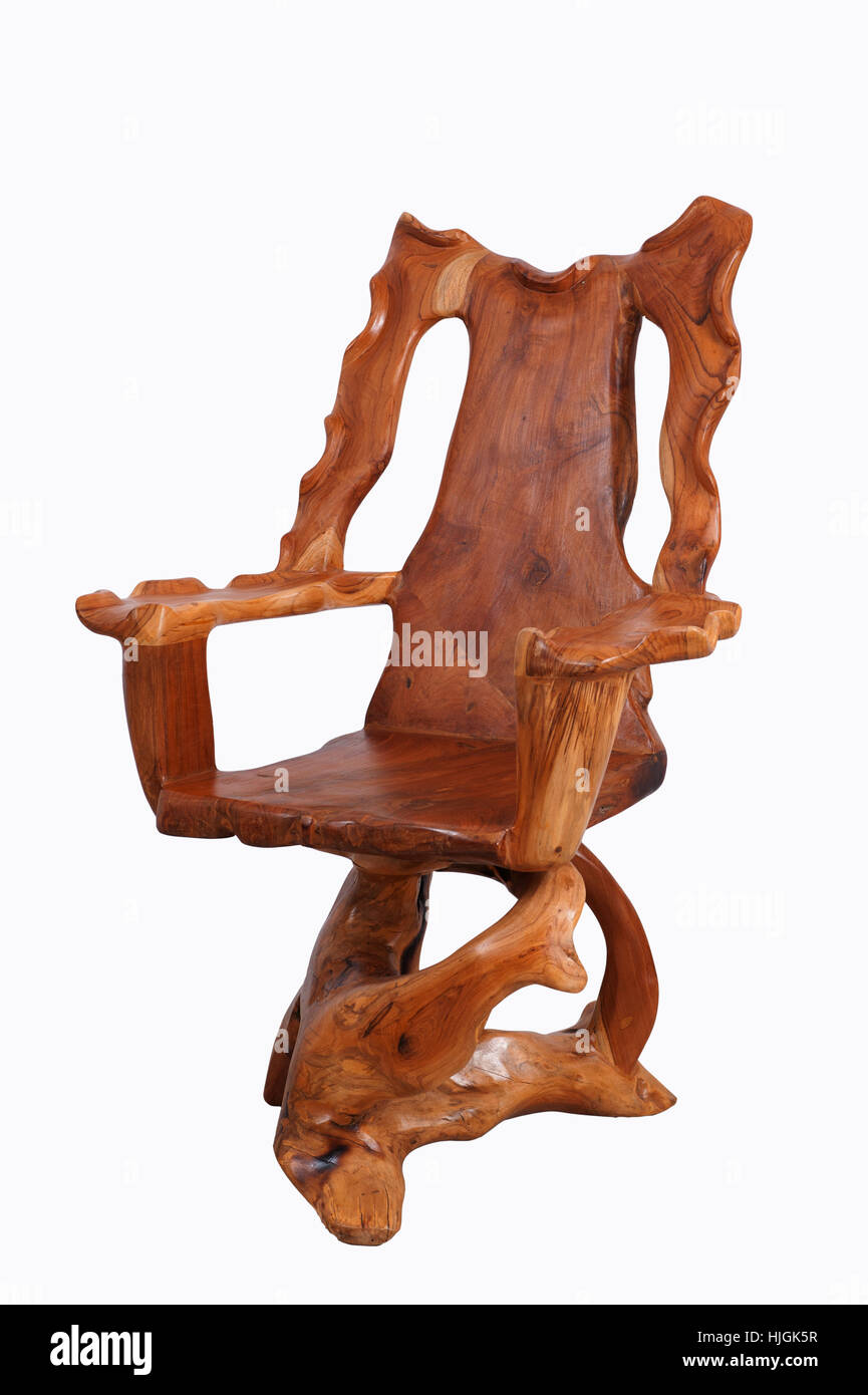 Antique wooden chair with  isolated on white background. Stock Photo