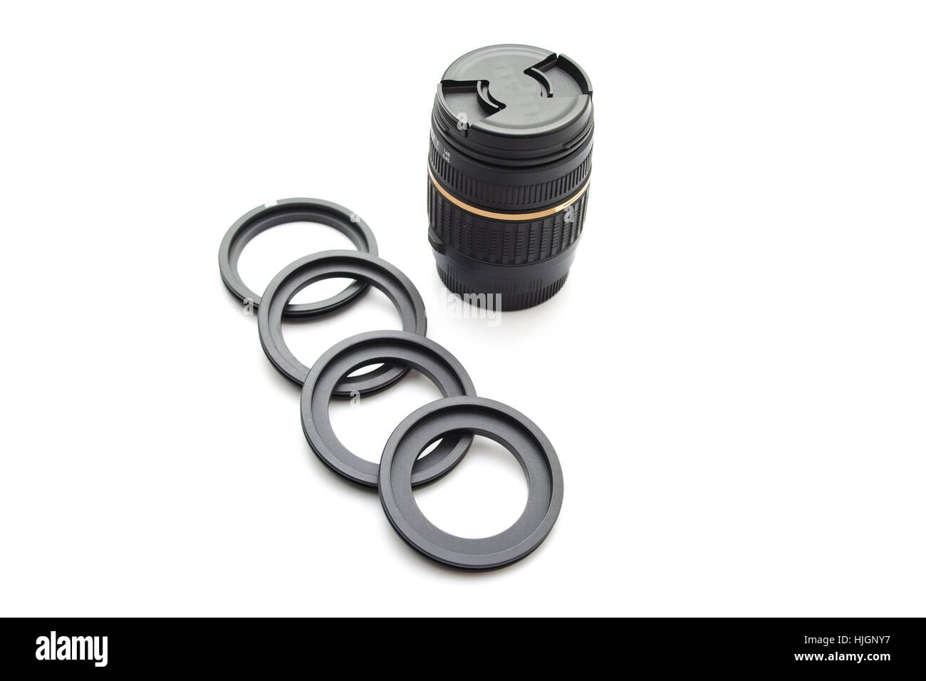 lenses with adapter rings on white background Stock Photo Alamy