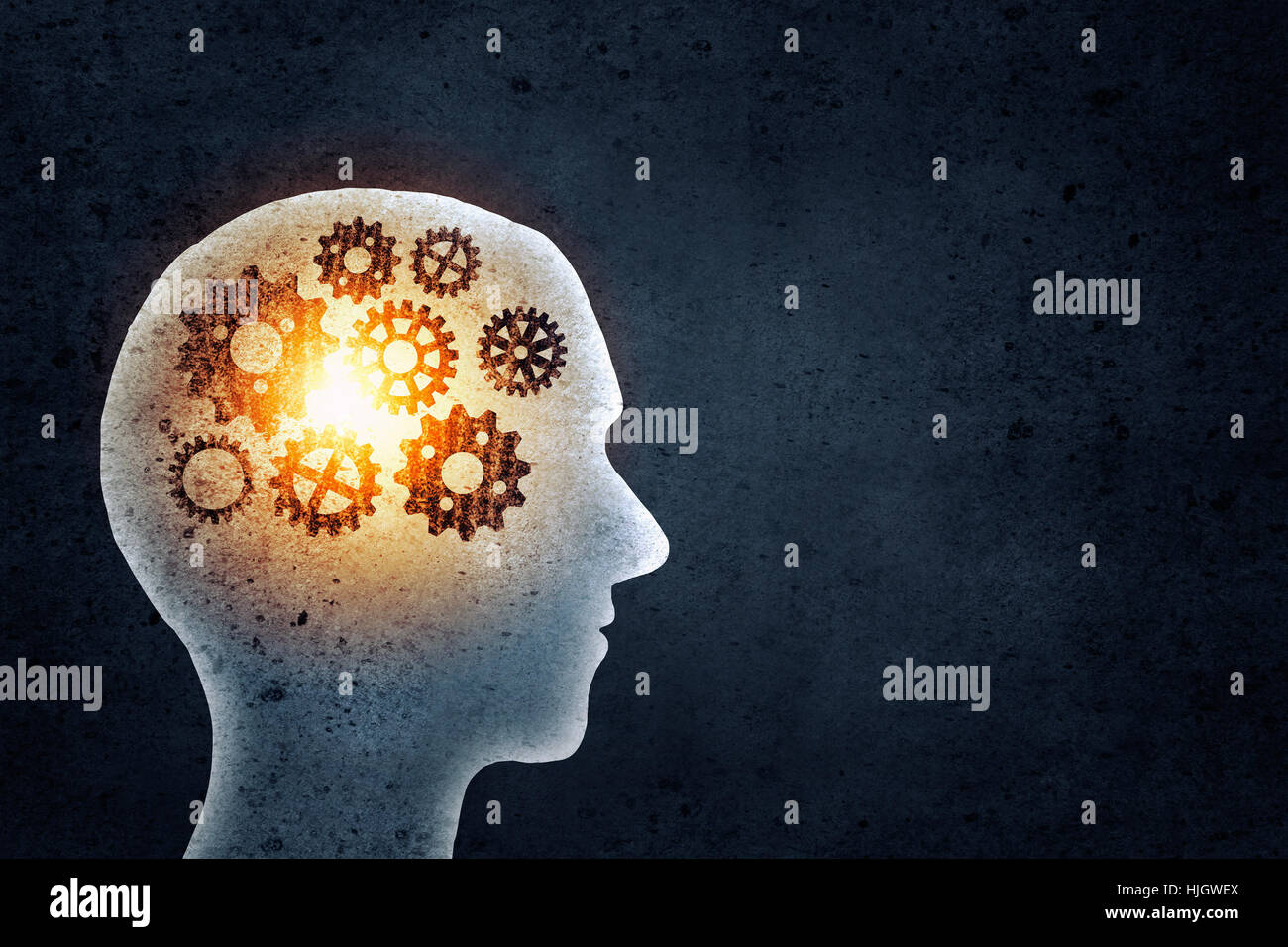 Silhouette of human head with gears mechanism instead of brain Stock ...