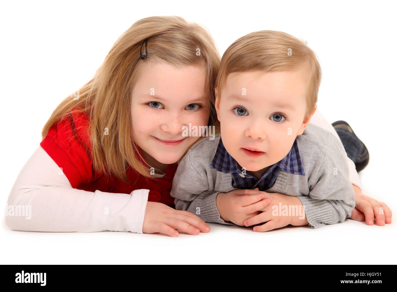 relaxed, sister, brother, brethren, boy, lad, male youngster, couple, pair, Stock Photo