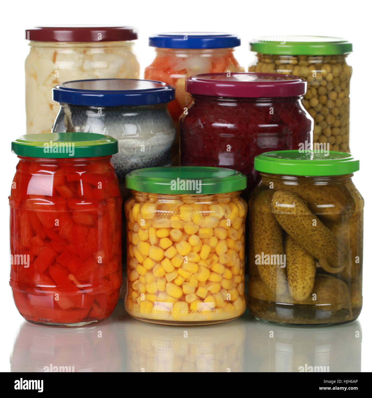 preserved vegetables in jars Stock Photo