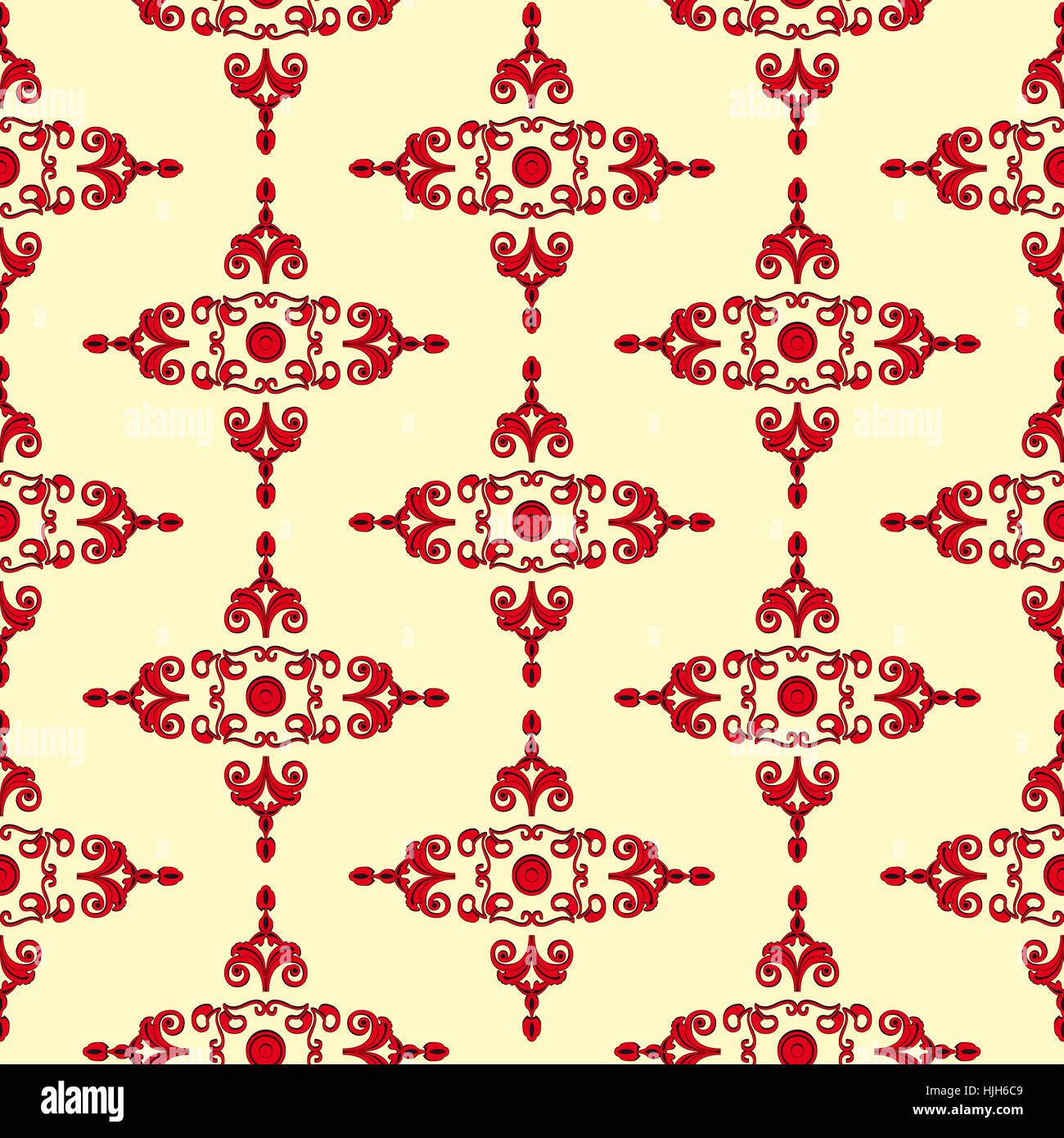 red and black design pattern on light yellow background in the early ...