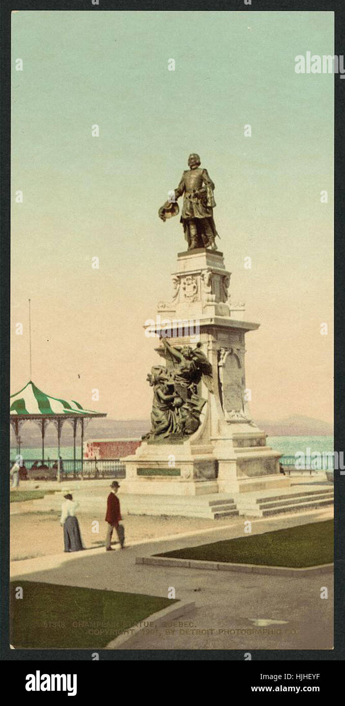 Champlain statue, Quebec  - Photochrom XIXth century Stock Photo