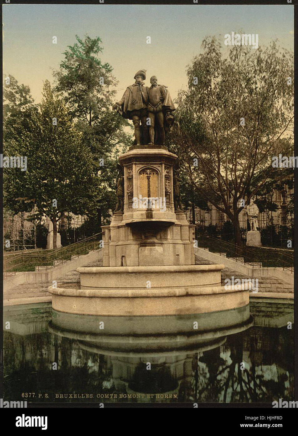 Count Egmont and Horen (i.e, Hoorn), Monument, Brussels, Belgium  - Photochrom XIXth century Stock Photo