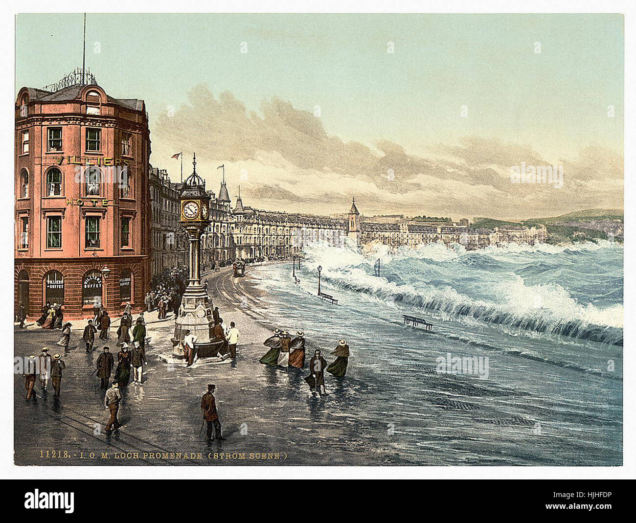 Douglas, loch promenade (storm scene), Isle of Man   - Photochrom XIXth century Stock Photo