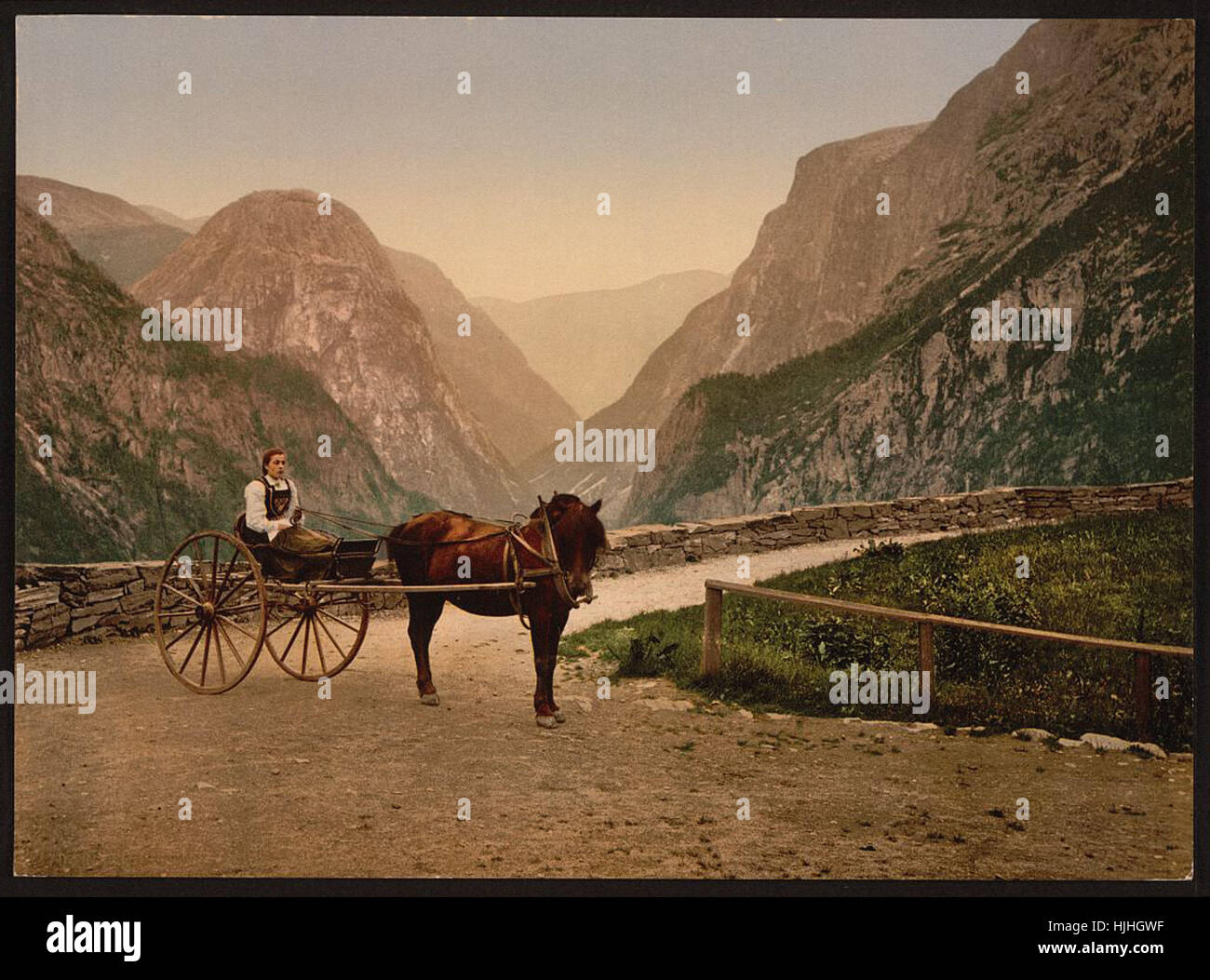 Norwegian carriage Norway  - Photochrom XIXth century Stock Photo