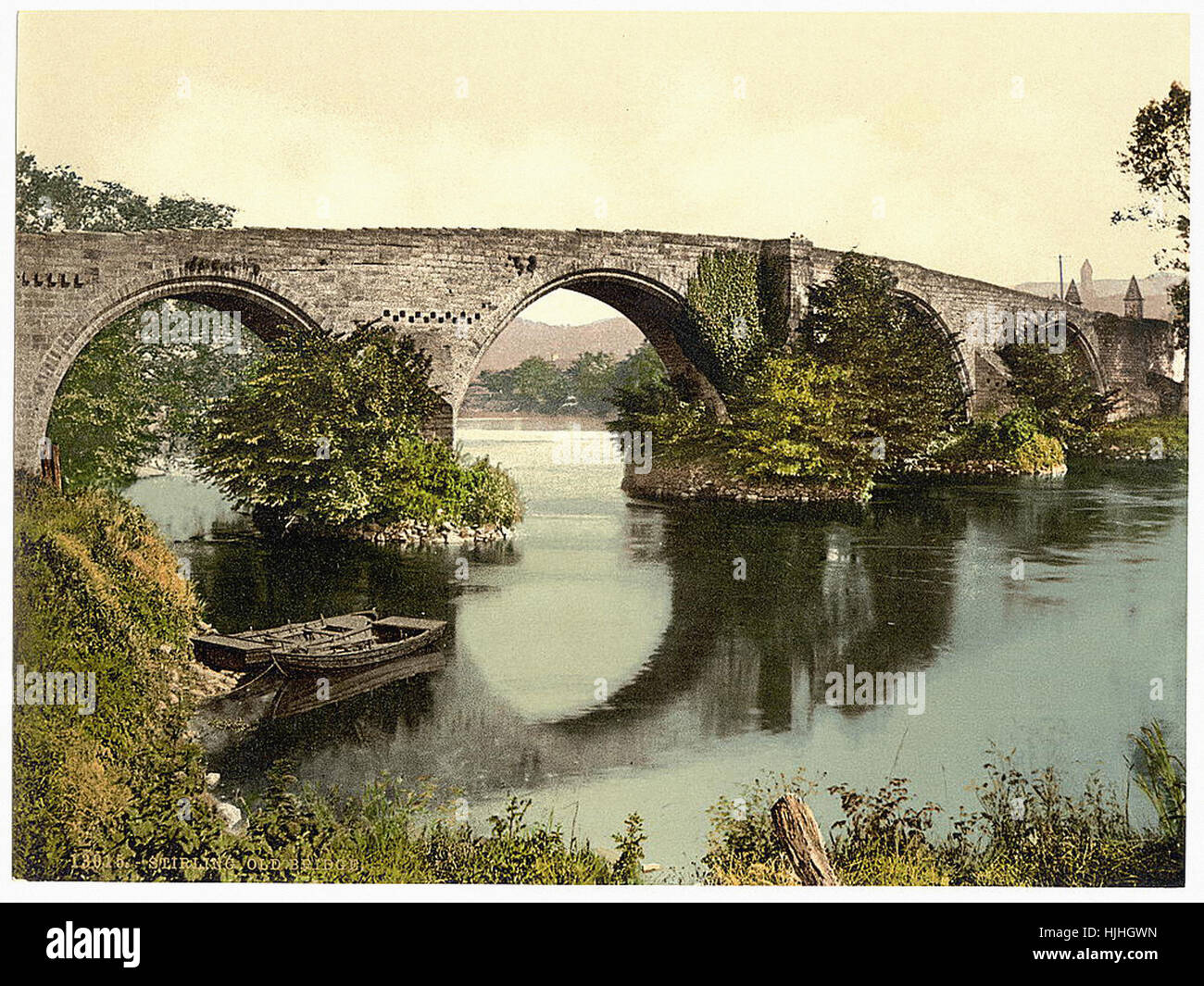 Old bridge, Stirling, Scotland  - Photochrom XIXth century Stock Photo