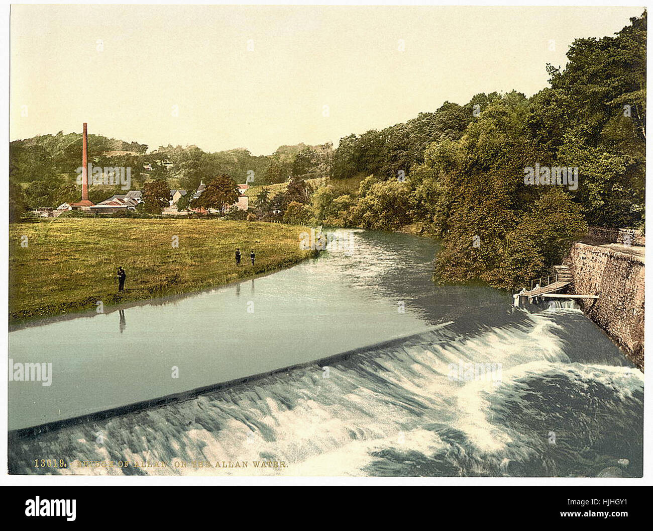 On the Allan Water, Bridge of Allan, Scotland Photochrom XIXth