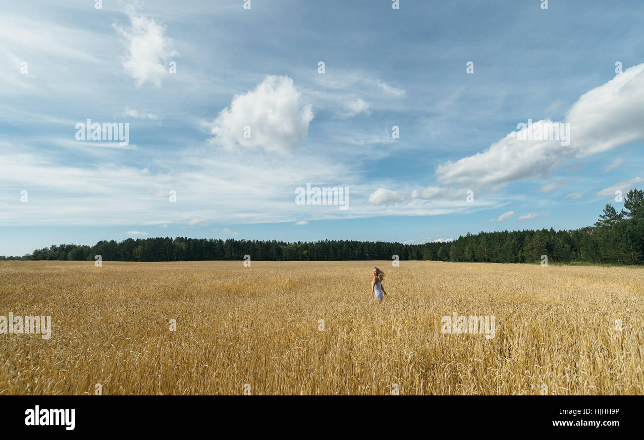 Girl in a wheat field Stock Photo - Alamy